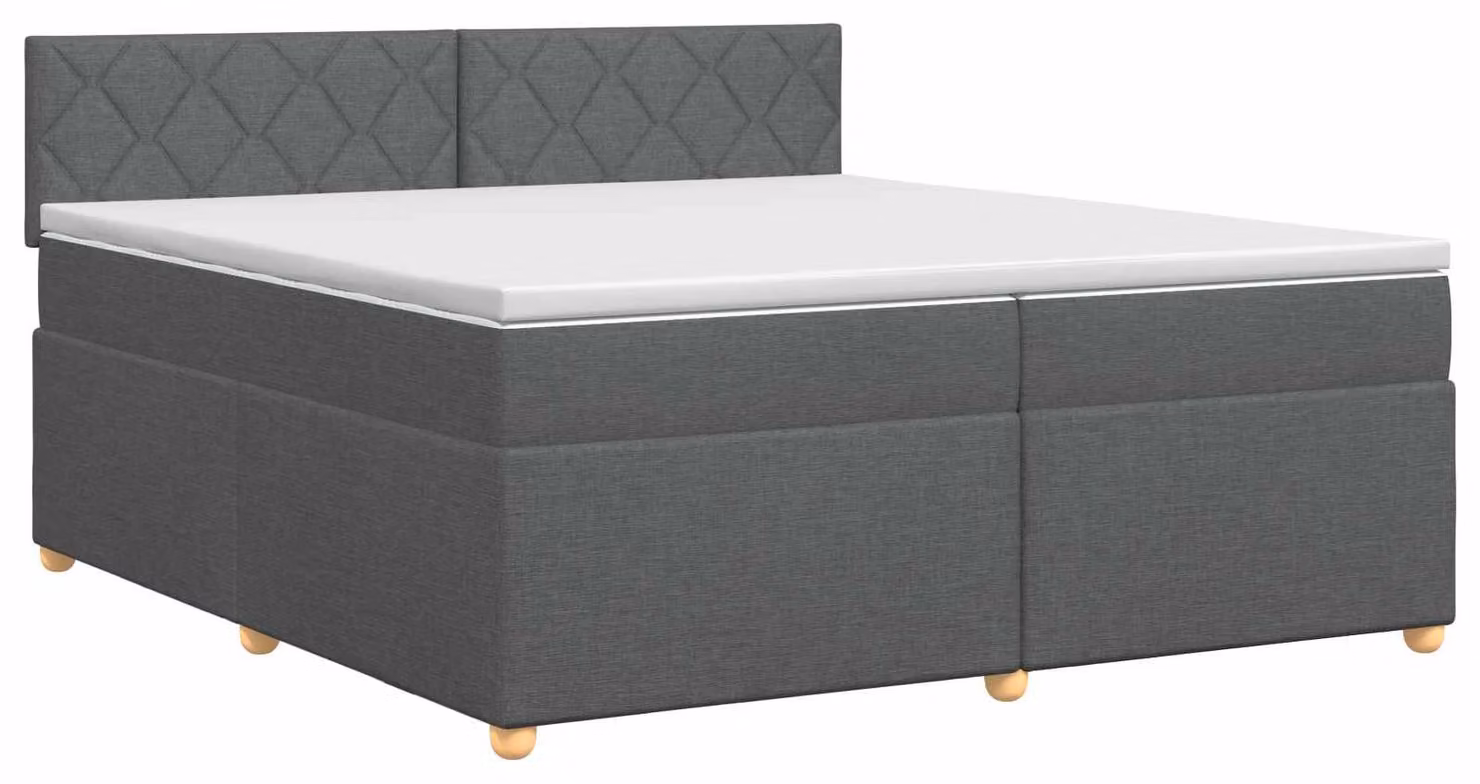 Letto a molle con materasso grigio scuro 200 x 200 cm in tessuto