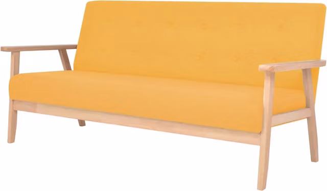 Set di divani vidaXL in tessuto giallo con struttura in legno massiccio, composto da un divano a 2 posti e un divano a 3 posti per il tuo soggiorno