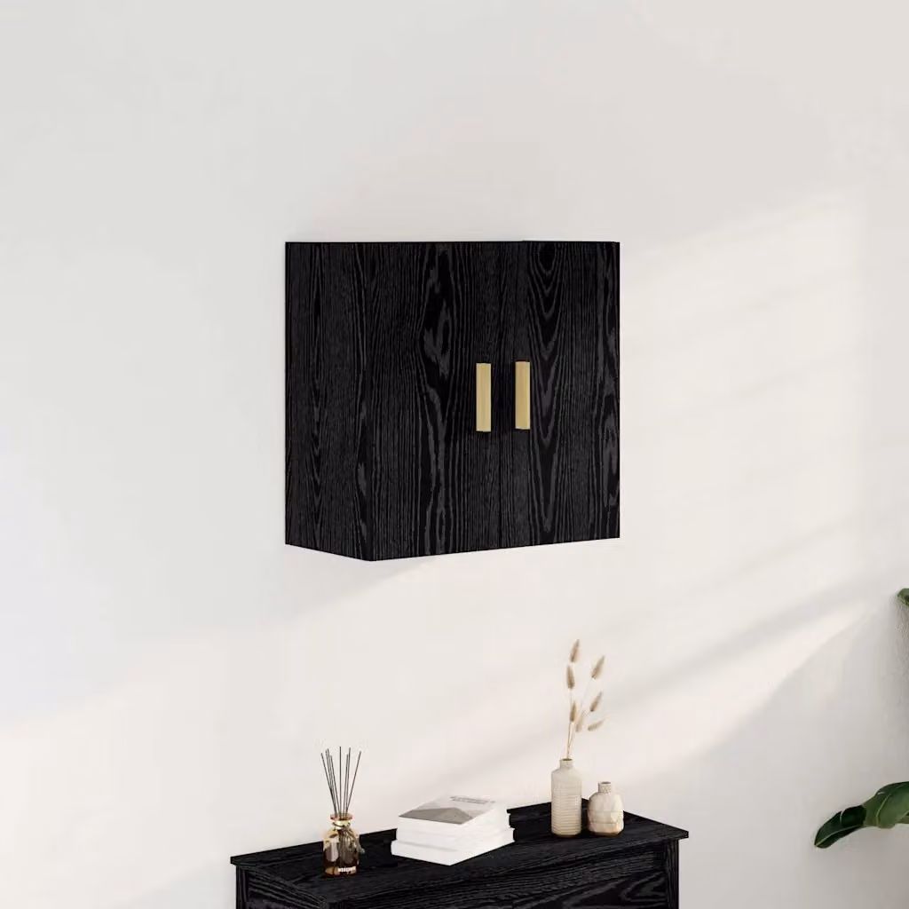 Armadietto a muro moderno vidaXL in legno MDF nero opaco L: 60 cm, P: 30 cm, H: 60 cm