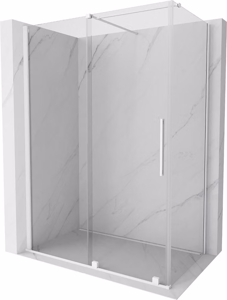 Mexen Velar cabina doccia scorrevole 150 x 75 cm, trasparente, bianca - 871-150-075-01-20