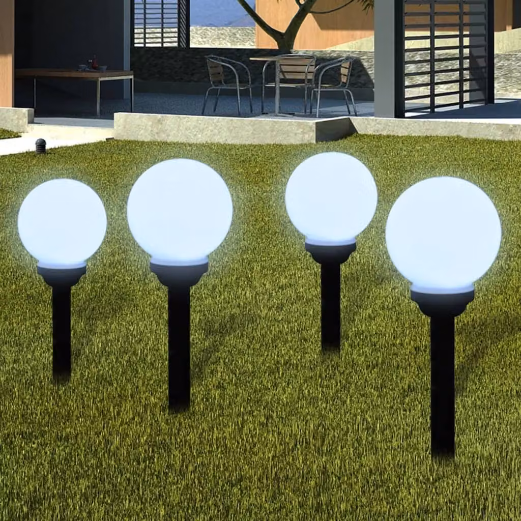 The Living Store Luci da sentiero 4 pz. LED 15 cm con picchetto a terra