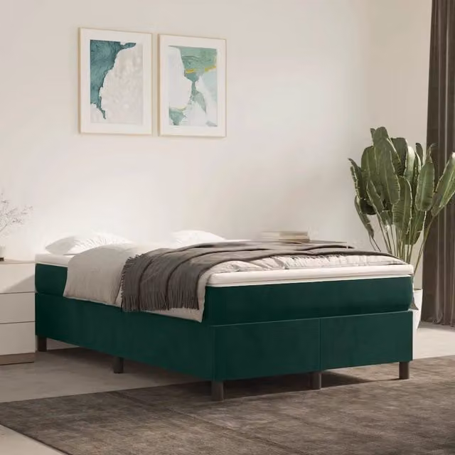 Struttura Letto a Rete a Molle-Giroletto Verde Scuro 120x200 cm in Velluto 841603