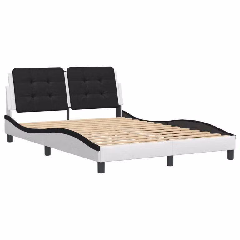 Giroletto senza Materasso Zadar Bianco e Nero 140x190 cm in Pelle finta