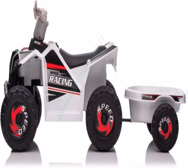 Quad elettrico per bambini con rimorchio 104 x 39 x 48 cm sicuro veloce versatile design bianco 20_0017599