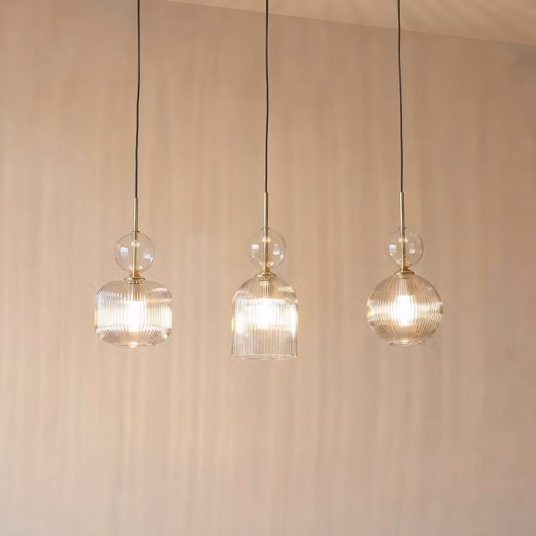 Lampada a sospensione in vetro Sophia TK Lighting, dimmerabile, Alluminio / Grigio / Zincato, Soggiorno / Sala da pranzo, Vetro, Lampada a sospensione