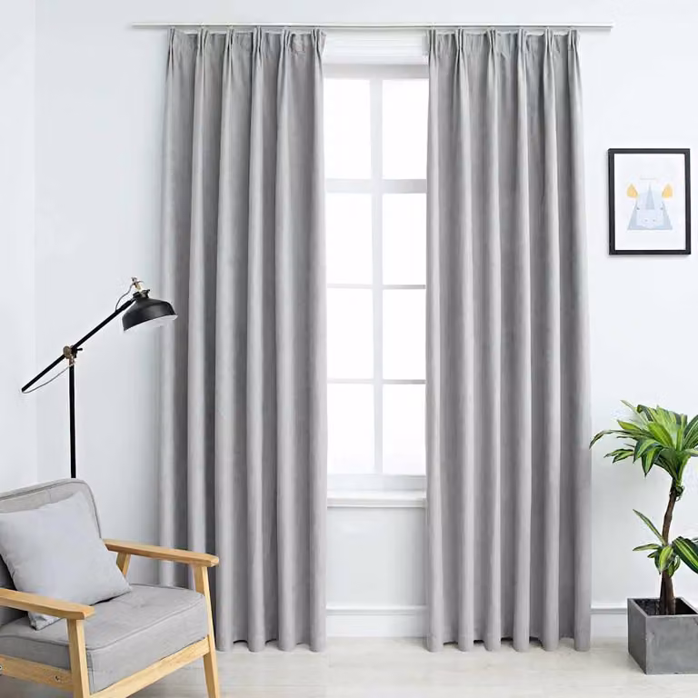 Set di 2 tende oscuranti vidaXL grigie con ganci, L 140 cm x H 175 cm
