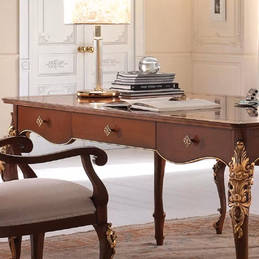 Scrivania classica in legno Mobili 2G color noce L: 181 cm, P: 91 cm, H: 81 cm – 4