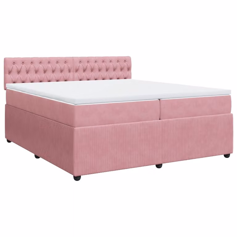 Giroletto a Molle con Materasso Rosa 200x200 cm in Velluto