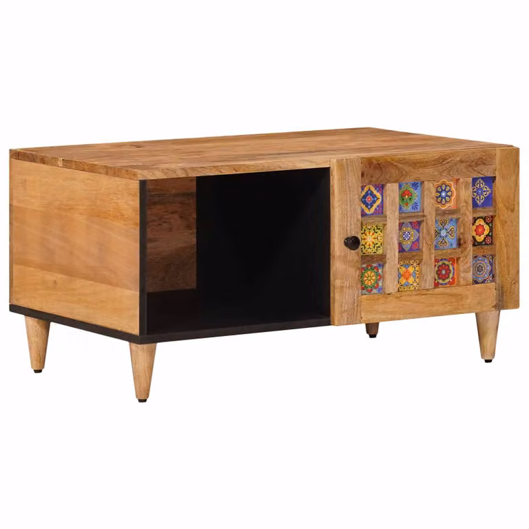 Tavolino da salotto vidaXL in legno di mango multicolore L: 80 cm, P: 50 cm, H: 40 cm