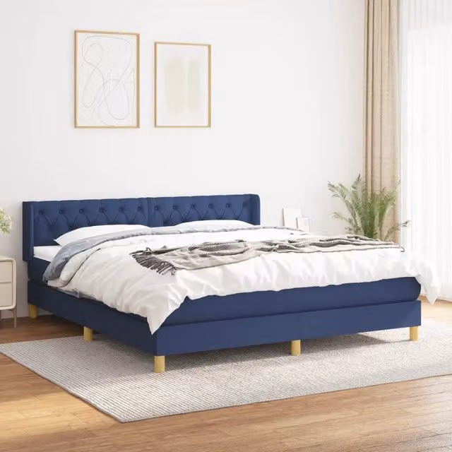 Letto Ibrido con Giroletto a Molle e Materasso vidaXL, Colore Blu e Bianco, L/P: 160 x 200 cm – 1