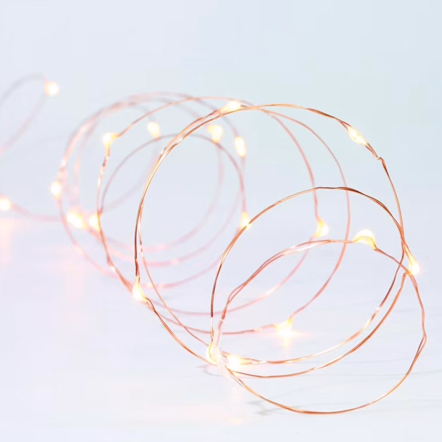Catena luminosa a LED, 2 metri, filo di rame, luce bianca fredda, per decorazioni