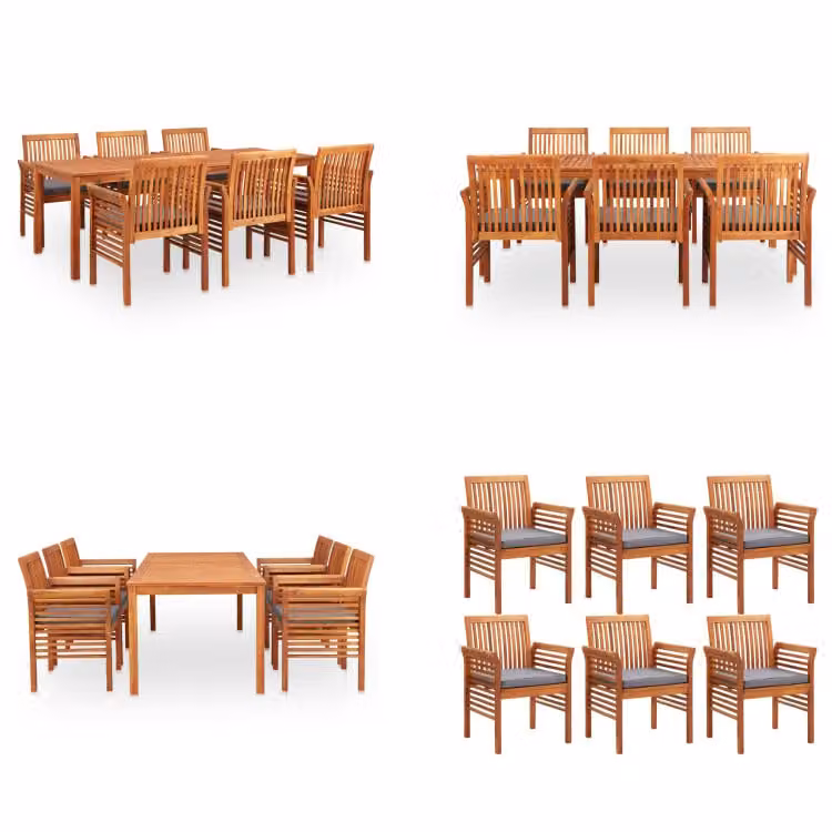 vidaXL Gruppo da pranzo da giardino 7 pezzi con cuscini in legno massiccio di acacia - Gruppo da pranzo - Gruppi da pranzo - Tavolo e sedie da pranzo - Tavoli e sedie da pranzo