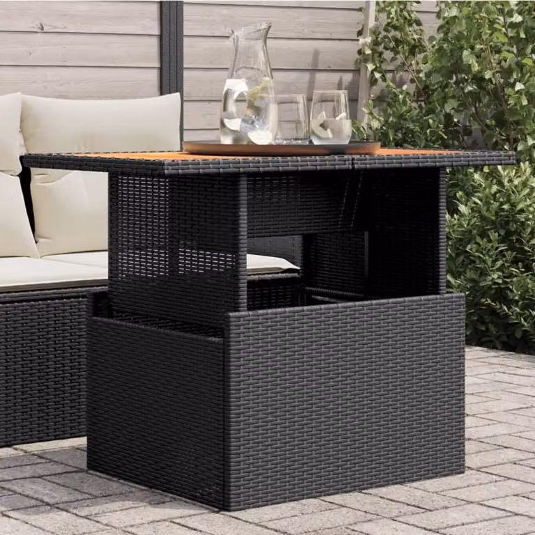 Maison Exclusive - Tavolo da giardino nero 100x55x73 cm in polyrattan e legno di acacia