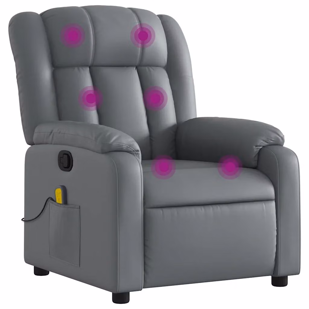 Poltrona Relax Reclinabile vidaXL in Similpelle Grigia con Braccioli e Regolazione Manuale – 2
