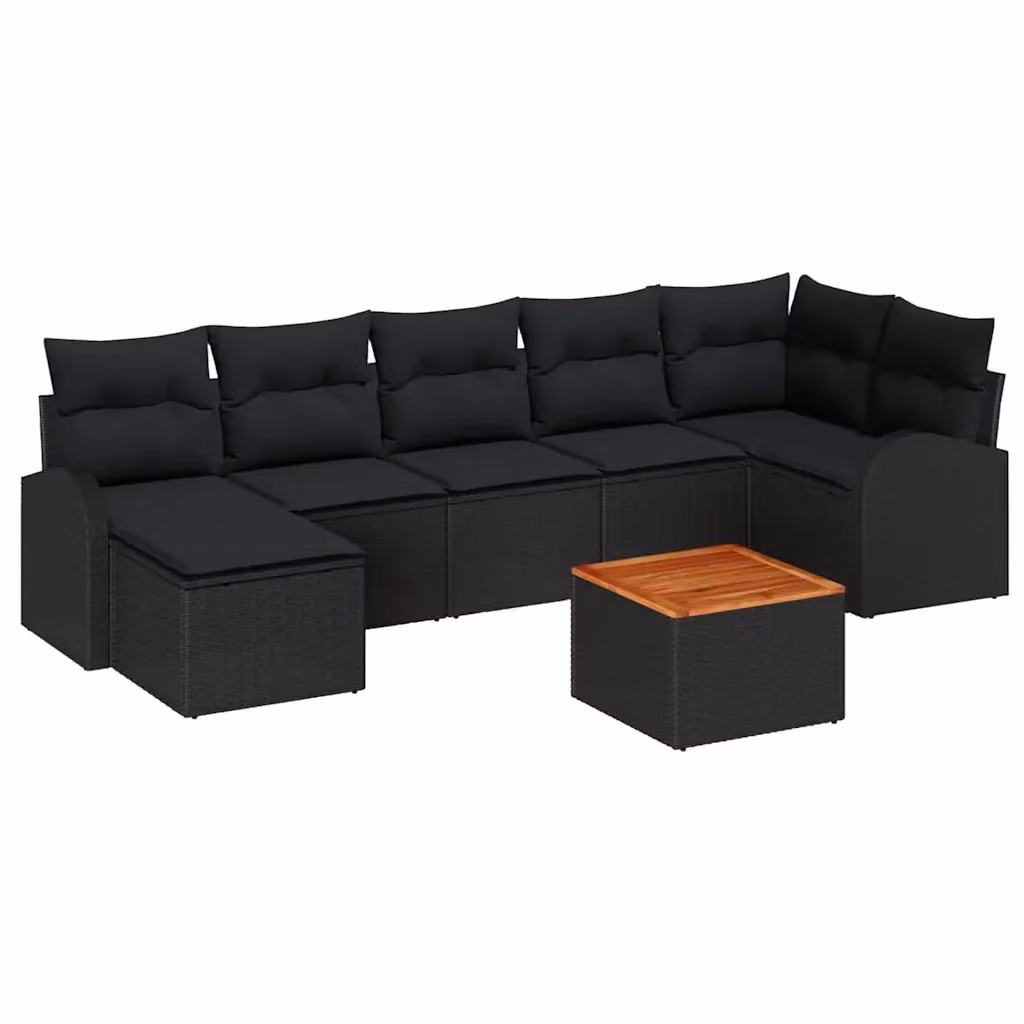 Set Divano da Giardino vidaXL 8 Pezzi in Polyrattan Nero con Funzione di Archiviazione e Cuscini Inclusi – 2