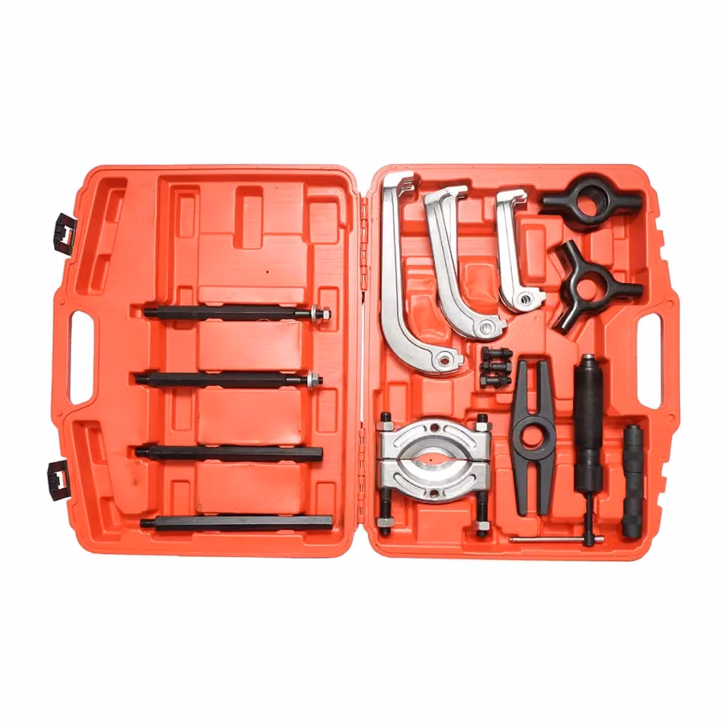 Kit pressa Breckner Germany per estrazione cuscinetti e pulegge con 3 bracci e pistone idraulico da 10 tonnellate, colore rosso – 2