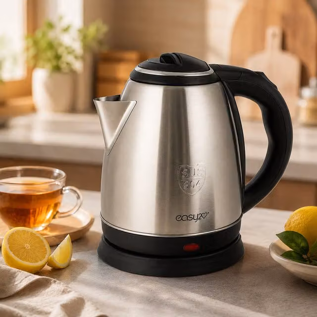Bollitore elettrico Easy2Love in acciaio inossidabile, nero e argento, capacità 1,5 l, 50 W