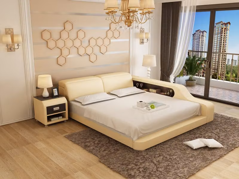 Designer Bett Polsterbett Luxusbett Doppelbett Ehebett Betten 140/160/180 LB8818