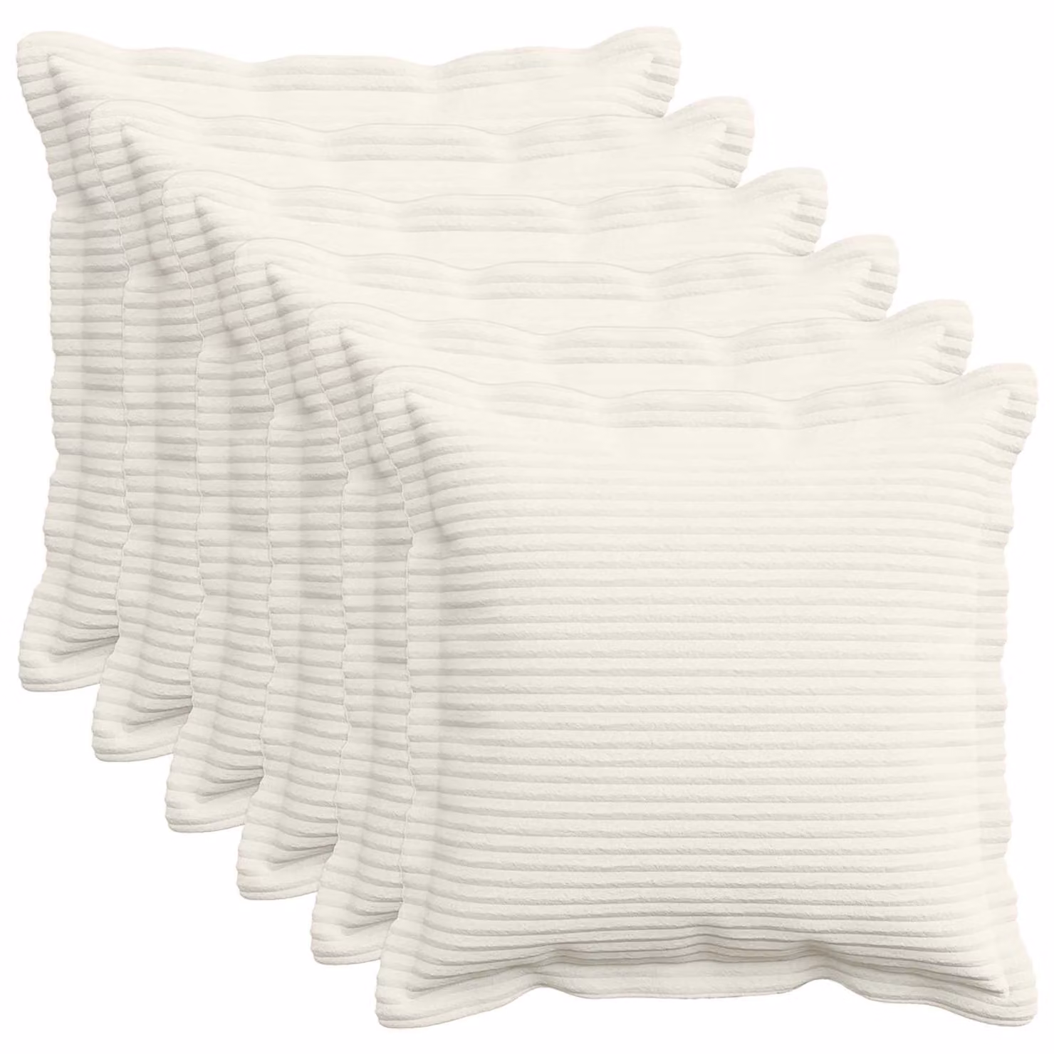 Set di 6 federe vidaXL HOUTEN in velluto a coste, colore crema, 40 x 40 cm