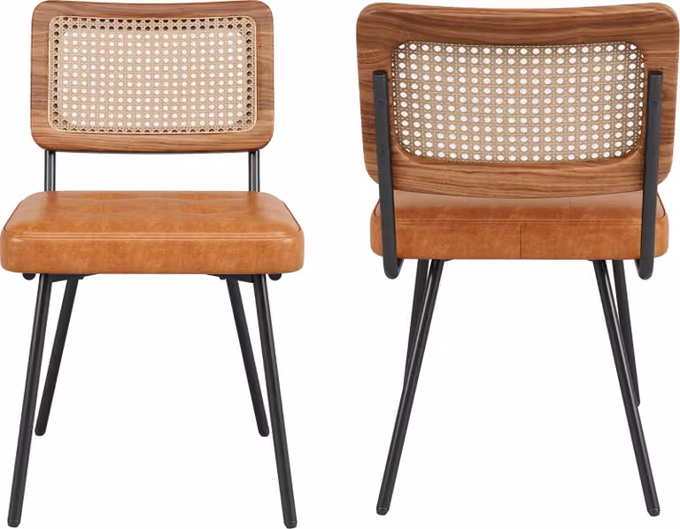 Sedia da pranzo in ecopelle (2 pezzi) Poltrona lounge in rattan Sedia da trucco Sedia ergonomica Sedia leggera Sedia retrò