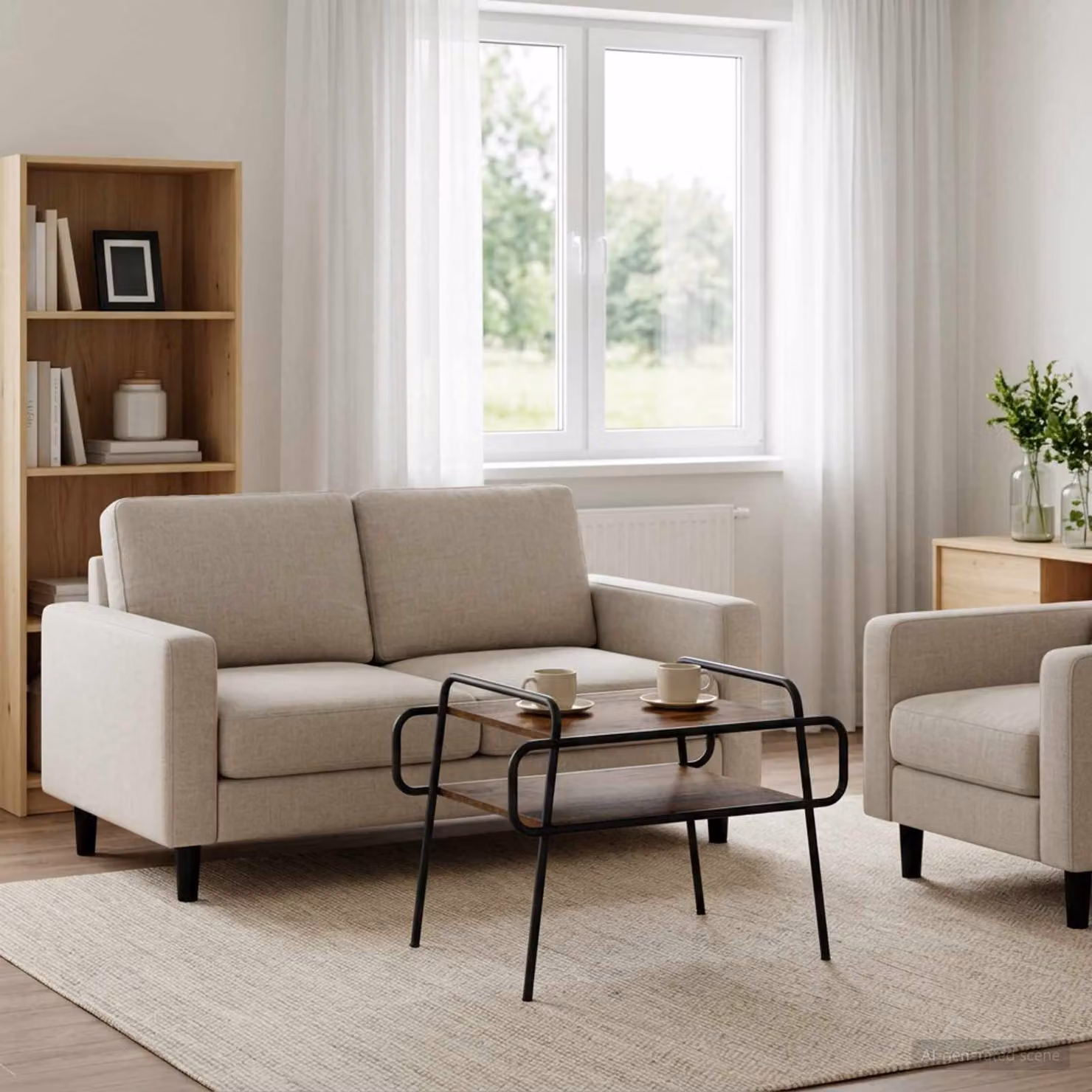 vidaXL Tavolino da salotto moderno in legno e metallo marrone L: 70 cm, P: 50 cm, H: 51 cm