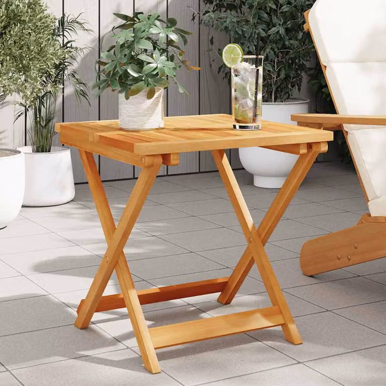 vidaXL Tavolo da Giardino Pieghevole in Legno di Acacia Marrone L/P/H: 50 x 50 x 50 cm