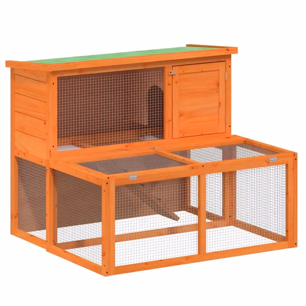 Conigliera vidaXL in legno di pino rustico, resistente alle intemperie, marrone e verde, L 102 cm x P 90 cm x H 84,5 cm – 2