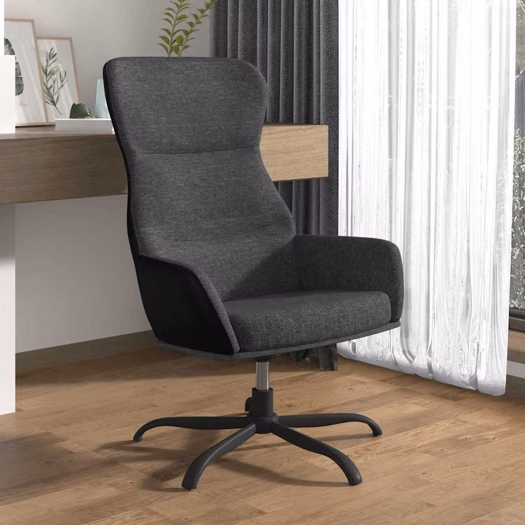 Sedia Relax vidaXL Grigia con Struttura in Metallo e Rivestimento in Tessuto e Finta Pelle