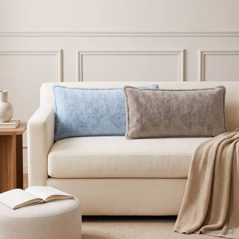 Set di 6 federe vidaXL HOUTEN in ecopelliccia azzurra, L 40 cm x P 70 cm