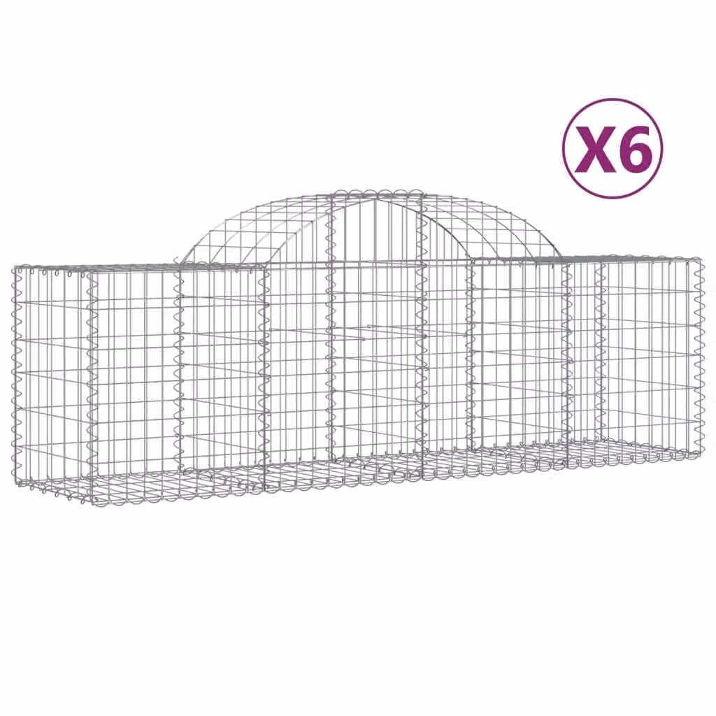 Cesti Gabbioni ad Arco 6 pz 200x50x60/80 cm Ferro Zincato