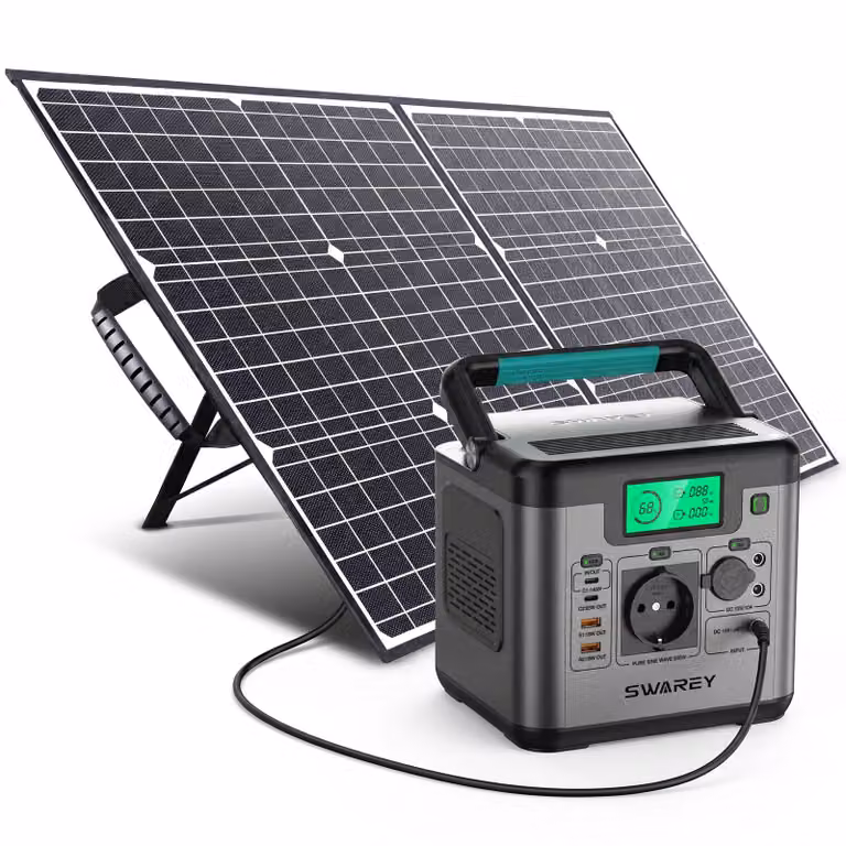 SWAREY 550W (1100W di picco) Stazione di ricarica portatile con pannello solare 100W, 555Wh generatore solare, caricabatterie con ricarica rapida 140W