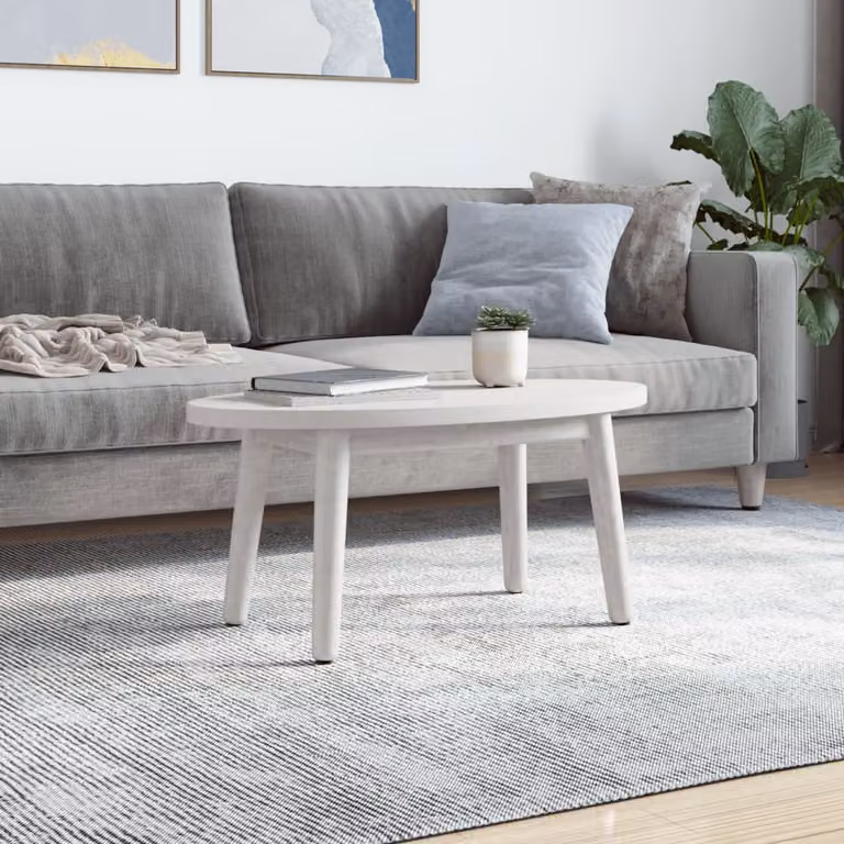 vidaXL Piano Tavolo Bianco 80x40x2,5cm in Legno Massello di Pino Ovale