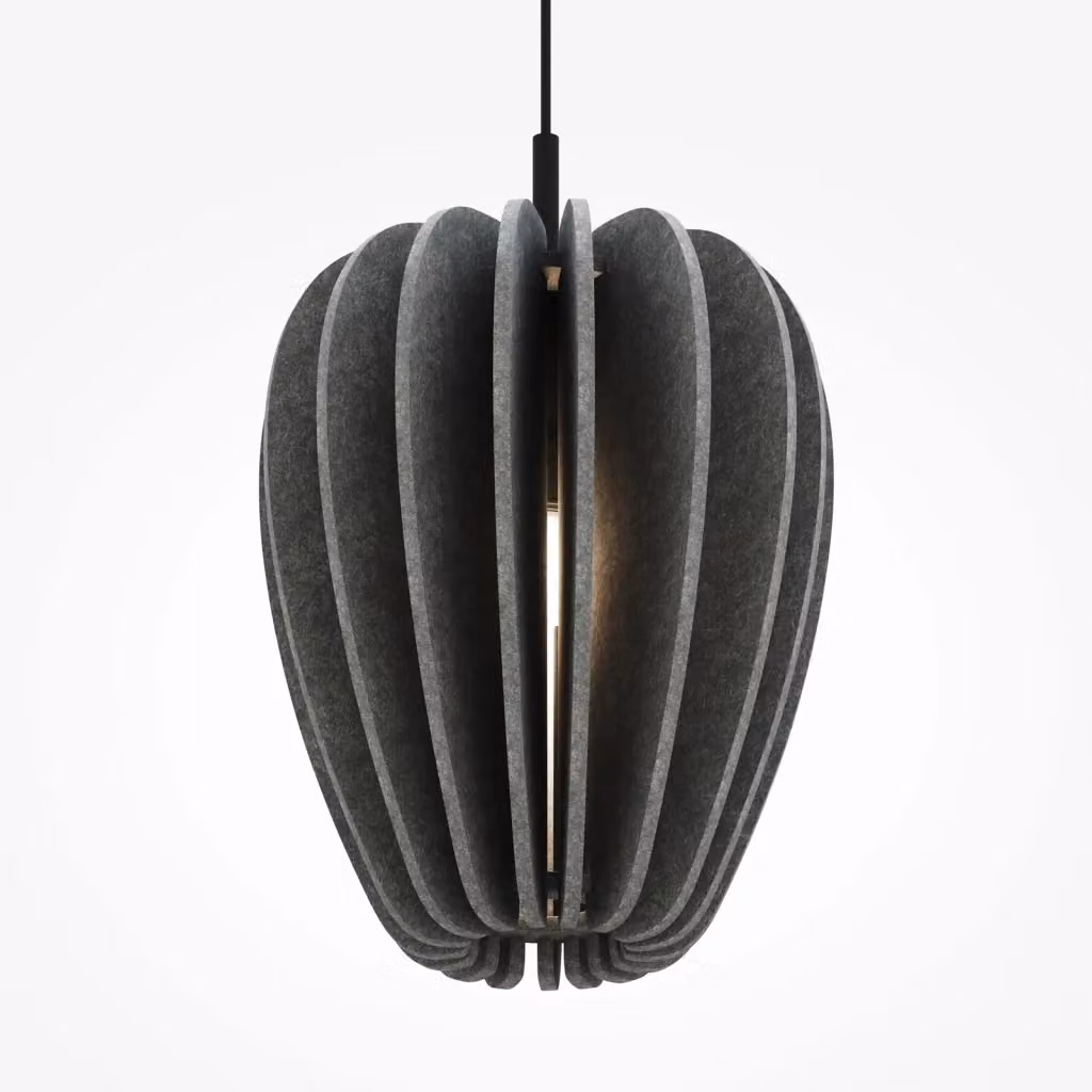 Lampada a sospensione moderna Maytoni in alluminio nero e tessuto grigio, 1 luce E27, diametro: 35 cm – 2