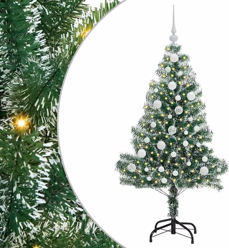 Albero di Natale Artificiale Imbiancato con Luci LED 120 cm