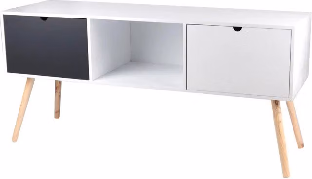 Mobiletto Flynn 2 Cassetti E 1 Vano A Giorno 120x38x57 Bianco/grigio
