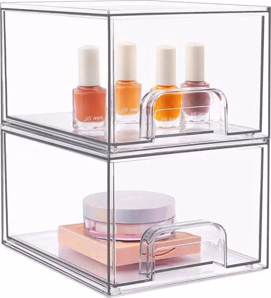 Set da 2 organizer da bagno in acrilico, armadietti trasparenti, contenitori per smalti, salone di bellezza, scaffalature da cucina, cassettiere da bagno