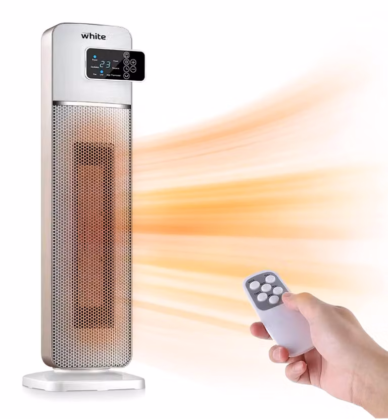 Stufa elettrica a torre in Vetroceramica PTC, riscaldatore da 2000 W con telecomando, riscaldamento elettrico a 3 livelli, timer, oscillazione automatica, display LED con touchscreen