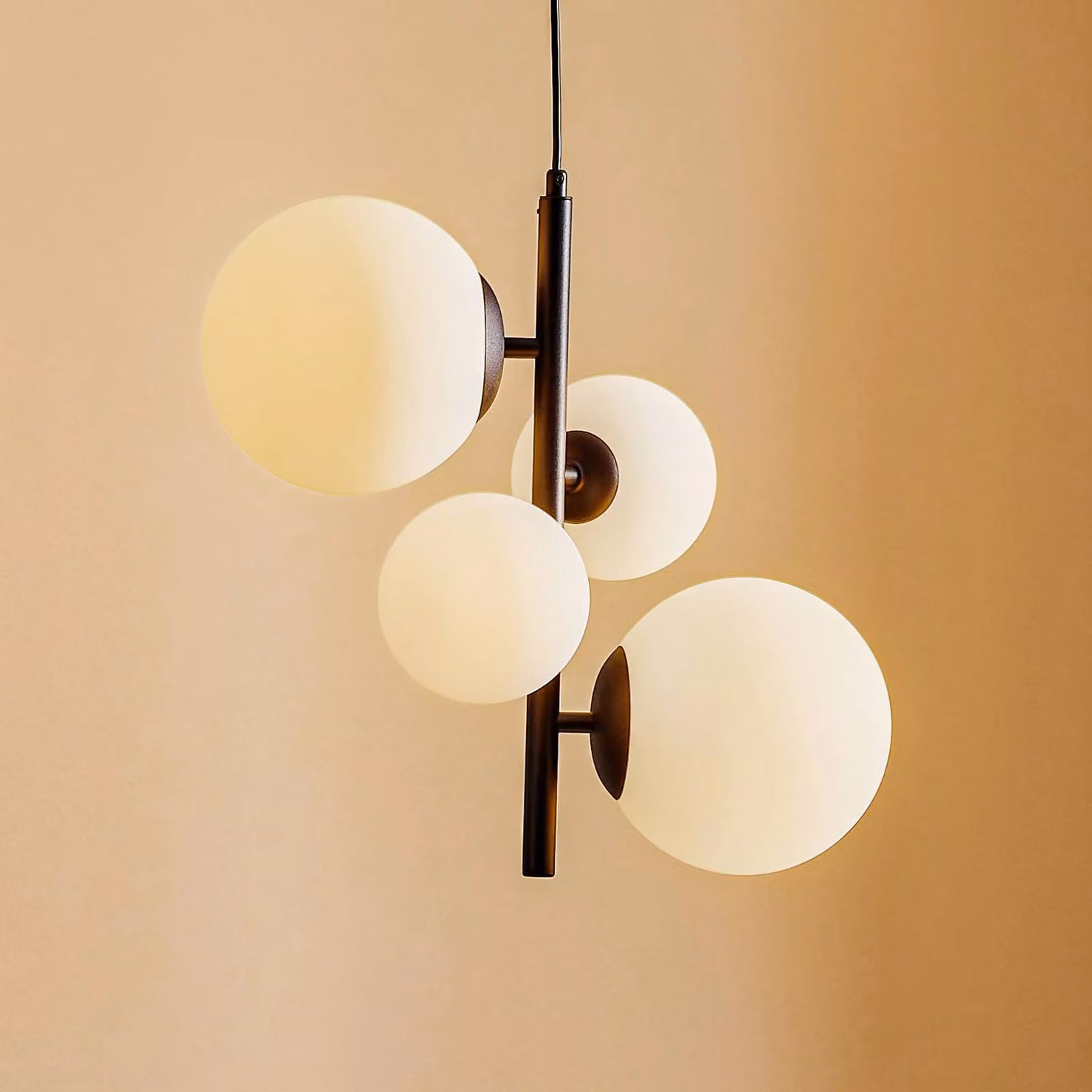 Lampada a sospensione Dione ALDEX, dimmerabile, Nero, Soggiorno / Sala da pranzo, Vetro, Moderno, Lampada a sospensione