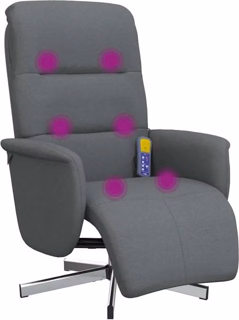 Poltrona | Sedia Relax Reclinabile Massaggio Poggiapiedi Grigio Scuro Tessuto