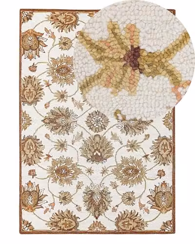 Beliani Tappeto lana beige e marrone 140 x 200 cm