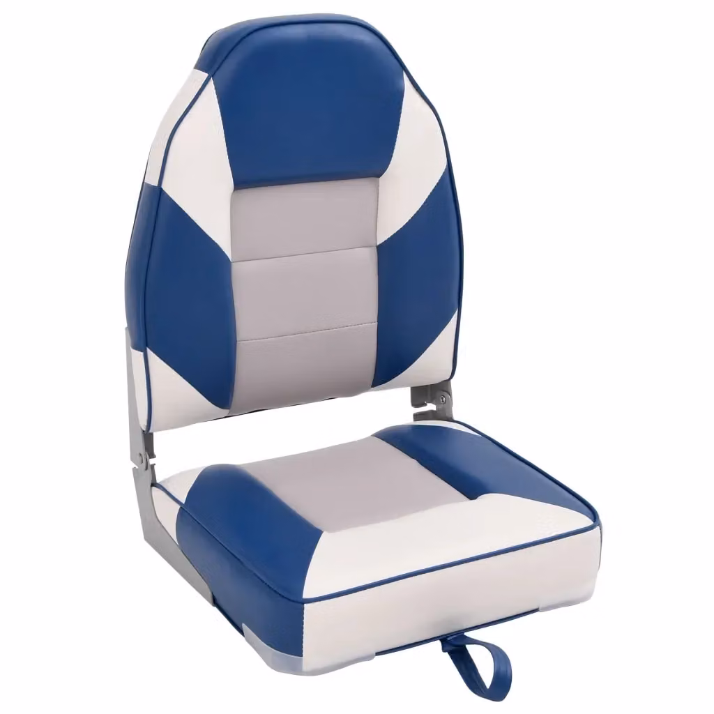Set di 2 sedili pieghevoli per barca vidaXL con schienale alto in alluminio e similpelle, L/P/H: 39 x 43 x 58 cm – 2