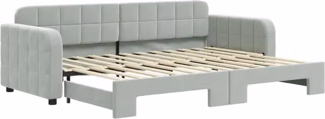 Divano letto | Sof¨¤ letto | Letto singolo Estraibile Grigio Chiaro 80x200 Velluto