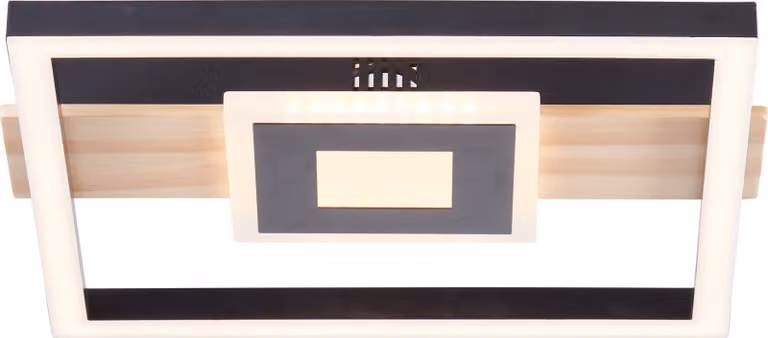 BRILLANTE plafoniera LED nero marrone Baldo | bianco caldo | 24 W 2600 lumen 3000 Kelvin | 30x28cm | accenti in legno