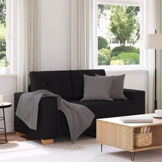 Divano Divanetto Nero 160x77x82 cm in Tessuto 4105070
