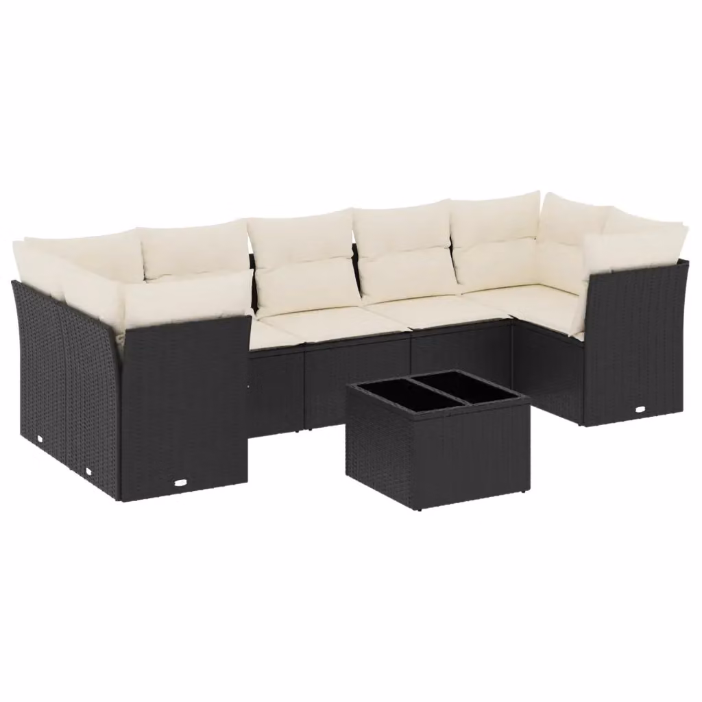 Set di divani da giardino VIDAXL in polyrattan nero con 8 cuscini modello a L – 2