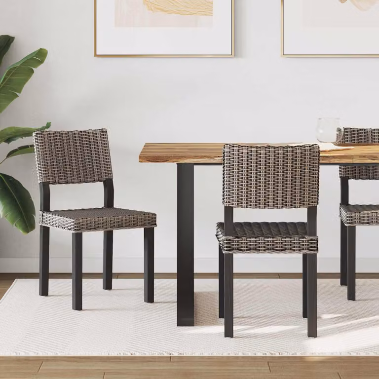 Set di 2 sedie da pranzo vidaXL GENDT in rattan e legno, colore nero lavato, L: 46 cm, P: 55 cm, H: 84 cm