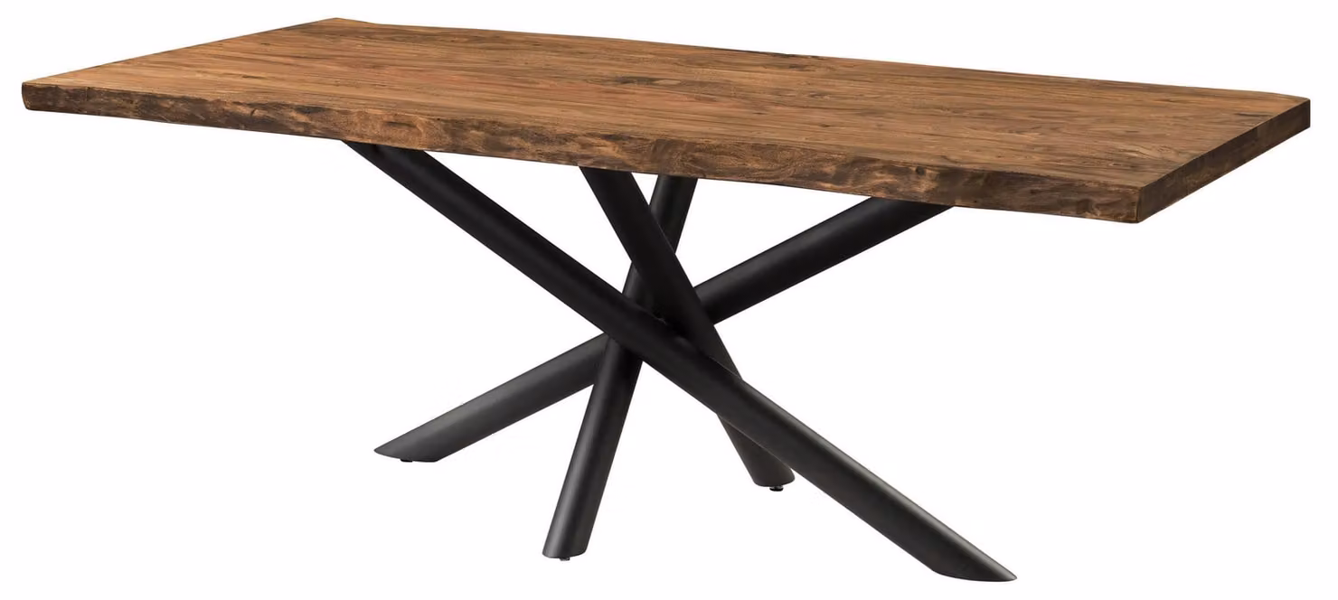 MASSIVMOEBEL24 | Tavolo da pranzo in legno di sheesham 180x90x76 verniciato naturale / gambe mikado antracite matt FREEFORM 5