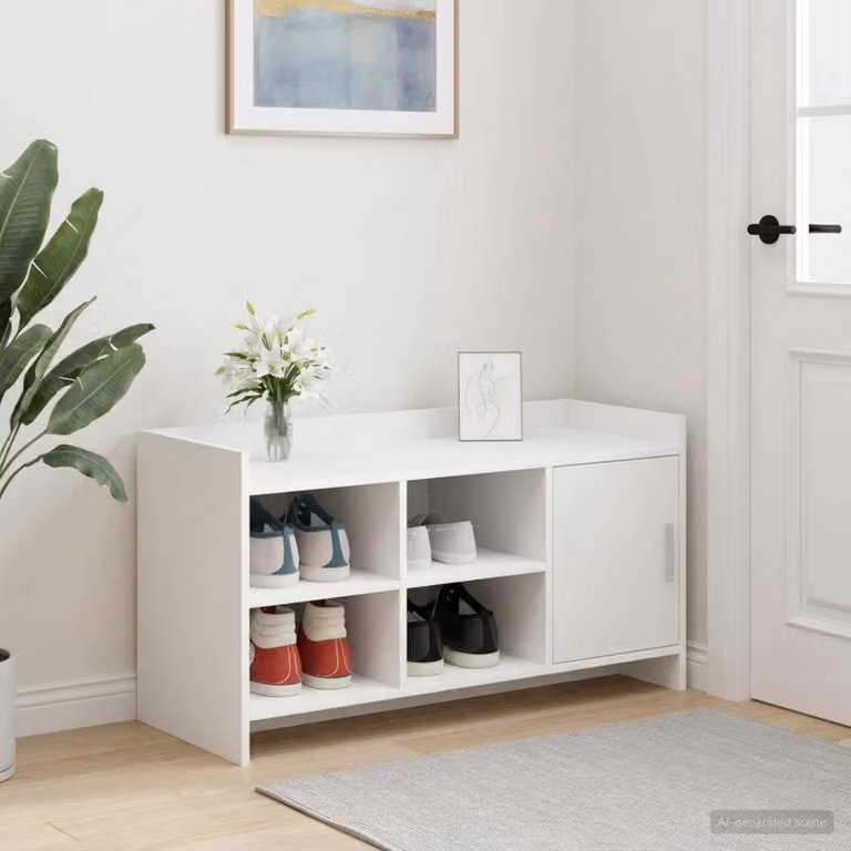 Mobile porta scarpe vidaXL bianco con ante e ripiani L/P/H: 100 x 39,5 x 51 cm