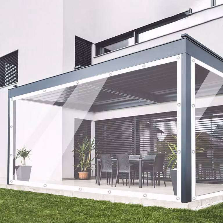 Telo in PVC trasparente, dimensioni 2 x 2 metri, per protezione dalla pioggia