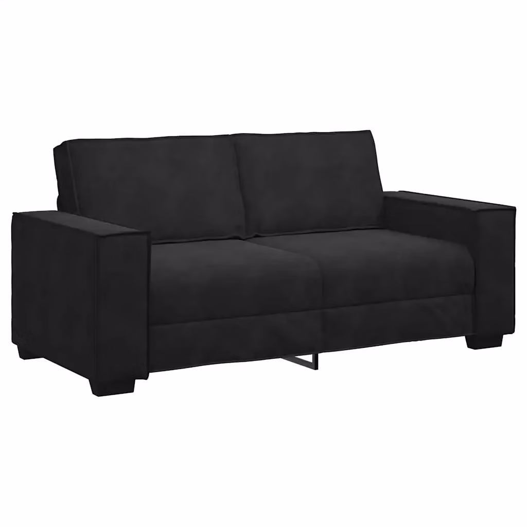 Divano a 2 posti moderno vidaXL in velluto nero con cuscini inclusi L: 180 cm, P: 78 cm, H: 84 cm – 2